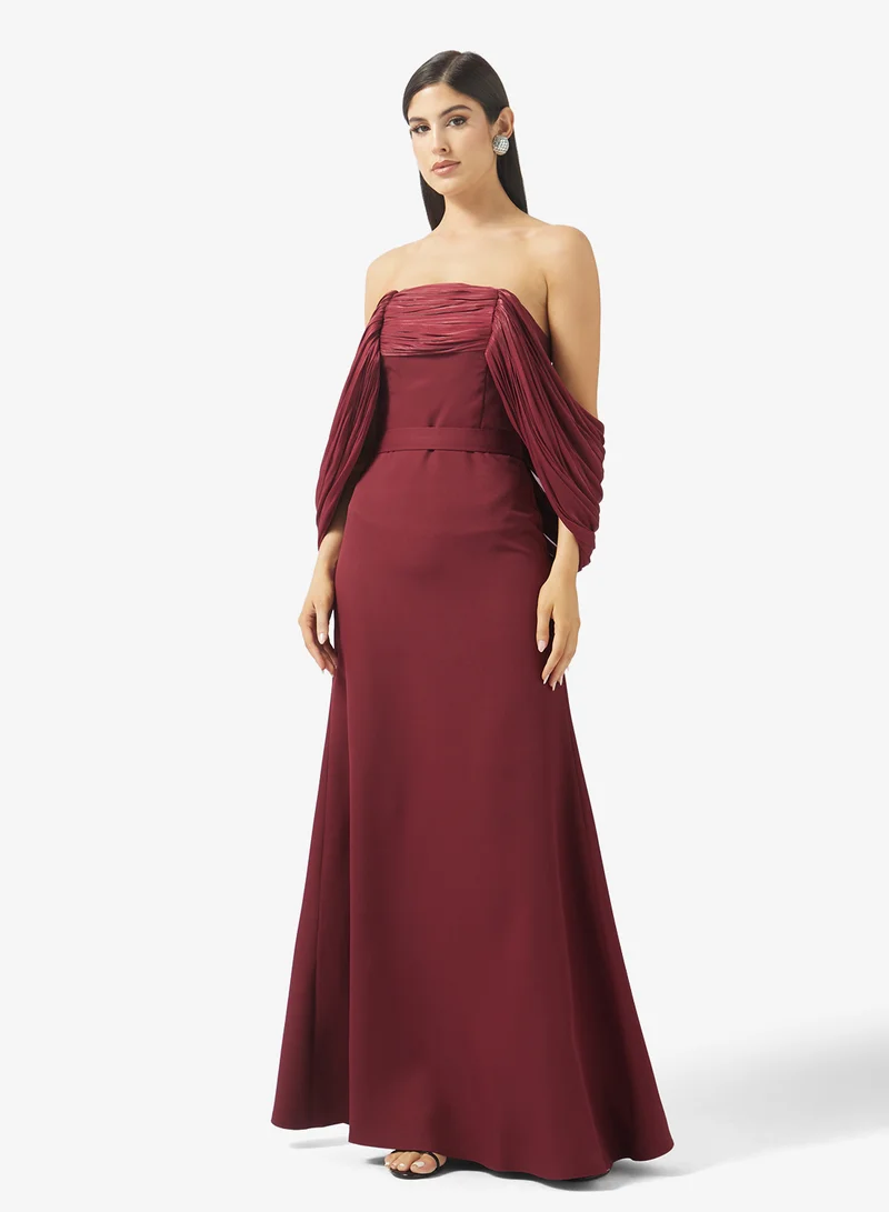 Off Shoulder Draped Roseya Evening Gown
