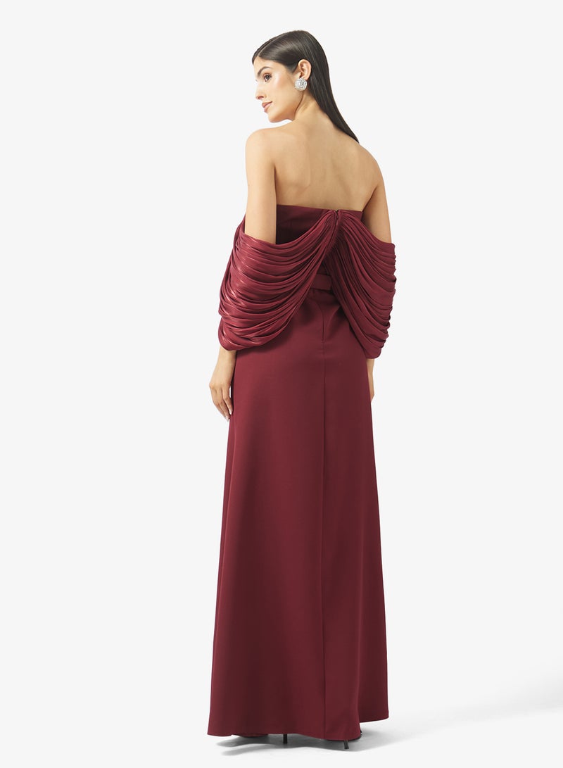 Namshi x Off Shoulder Draped Roseya Evening Gown - Image 2
