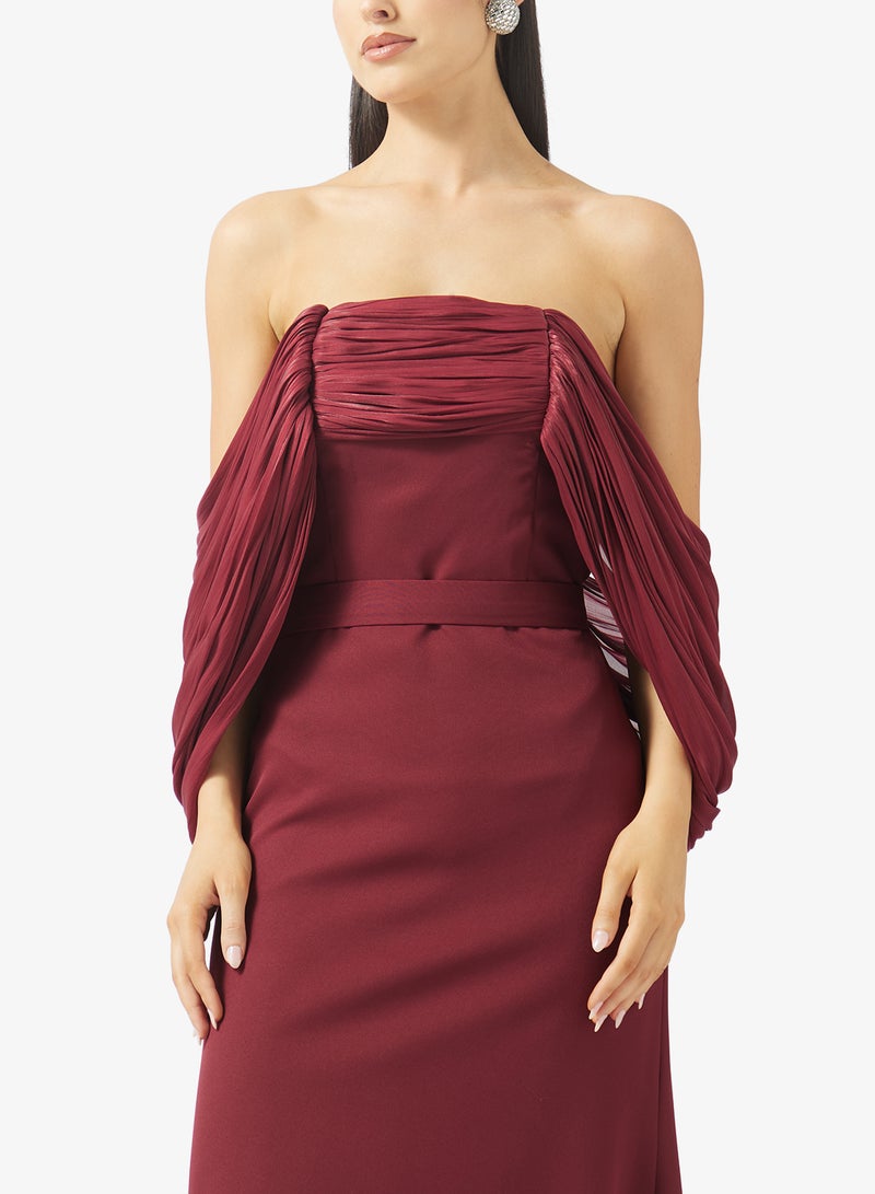 Namshi x Off Shoulder Draped Roseya Evening Gown - Image 3