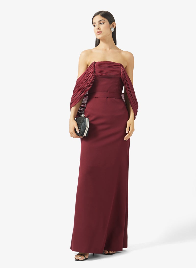 Namshi x Off Shoulder Draped Roseya Evening Gown - Image 4