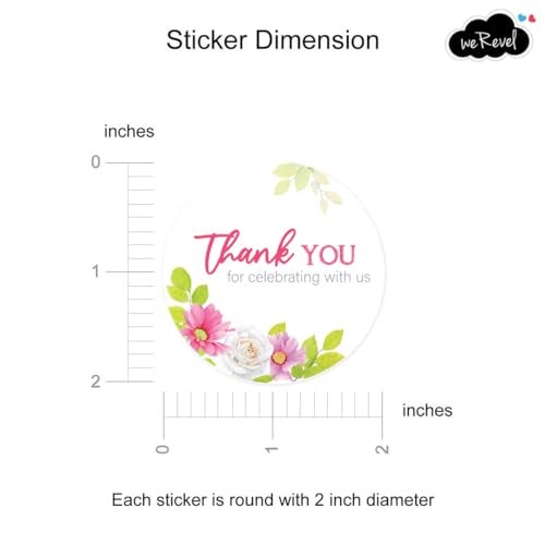 weRevel Thank You for Celebrating with Us Party Stickers, 40 Pieces, 2inches, Round, 4 Unique Designs, Made of Sticker Paper, 40 Labels - Image 5