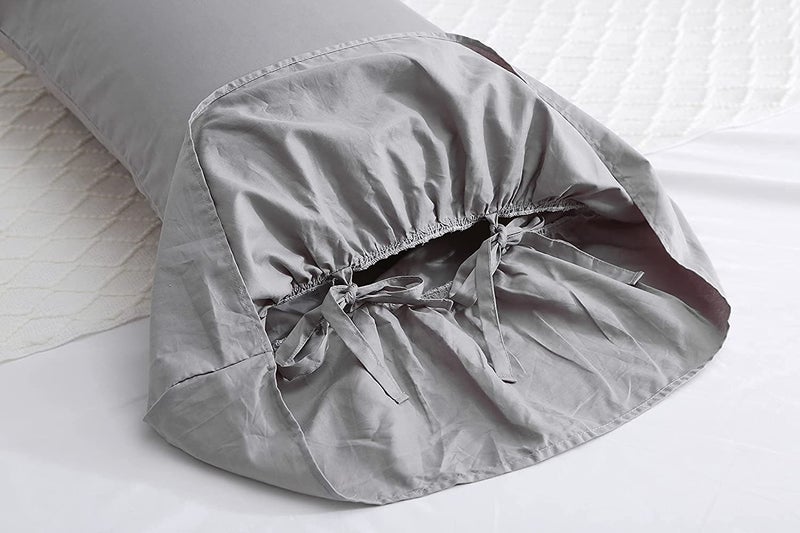 Meaning4 Gray Pillow Shams with Long Ruffles Fishtail Grey Pillow Covers PillowCases Egypt Cotton King Size 20""X36""Soft 2Pcs Boudoir - Image 2