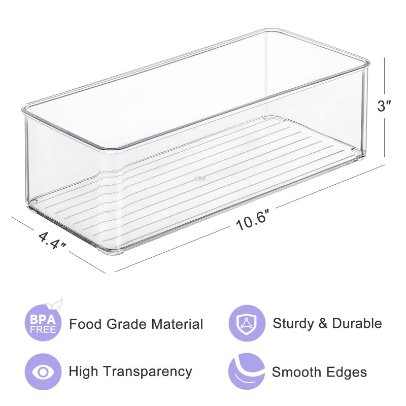 Hudgan 4 Pcs Storage Container Breastmilk for Fridge, Clear Organizer Bins for Milk Bags, Plastic Storage Bins for Freezer, Pantry, Bottles Bathroom, Vanity, Drawer and Yogurts - Image 3
