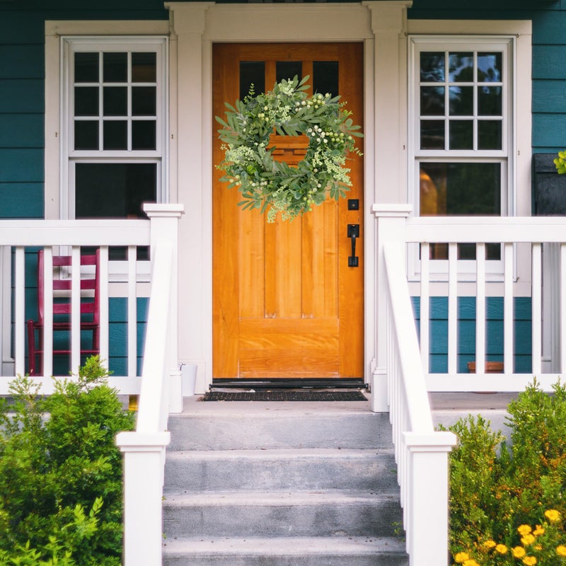 AMF0RESJ Green Eucalyptus Wreaths for Front Door Spring Summer Wreath with Eucalyptus Leaves,Olives Leaves,Mixed Berry for Indoor Outdoor Farmhouse Home Porch Wall Window Festival Wedding Decor - Image 2