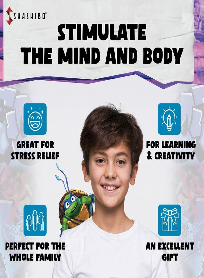 شاشيبو صندوق شاشيبو لتغيير شكل سلاحف النينجا - مكعب مغناطيسي STEM للتململ يتحول إلى أكثر من 100 شكل، حمل تطبيق Fun in Motion Toys للهواتف المحمولة (ليو) - Image 3