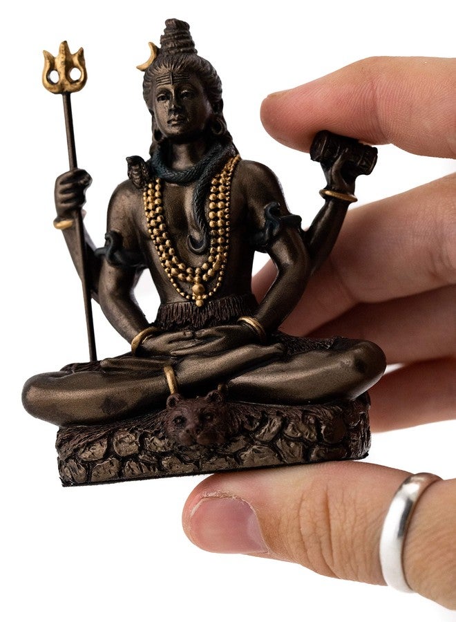 Top Collection Mini Lord Shiva Statue in Lotus Pose - Hindu God and Destroyer of Evil Sculpture in Premium Cold Cast Bronze - 3.2-Inch Collectible Figurine (Sm. Shiva) - Image 5