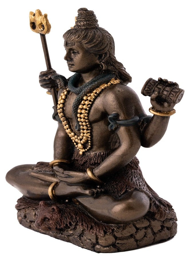 Top Collection Mini Lord Shiva Statue in Lotus Pose - Hindu God and Destroyer of Evil Sculpture in Premium Cold Cast Bronze - 3.2-Inch Collectible Figurine (Sm. Shiva) - Image 2