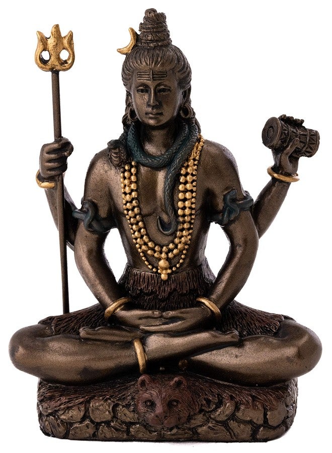 Top Collection Mini Lord Shiva Statue in Lotus Pose - Hindu God and Destroyer of Evil Sculpture in Premium Cold Cast Bronze - 3.2-Inch Collectible Figurine (Sm. Shiva) - Image 1