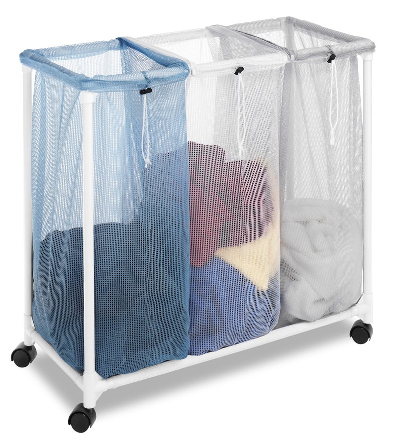 Whitmor Triple Laundry Sorter with Wheels - Image 2