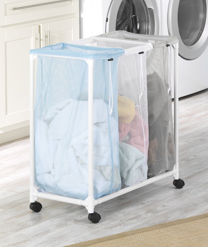 Whitmor Triple Laundry Sorter with Wheels - Image 3
