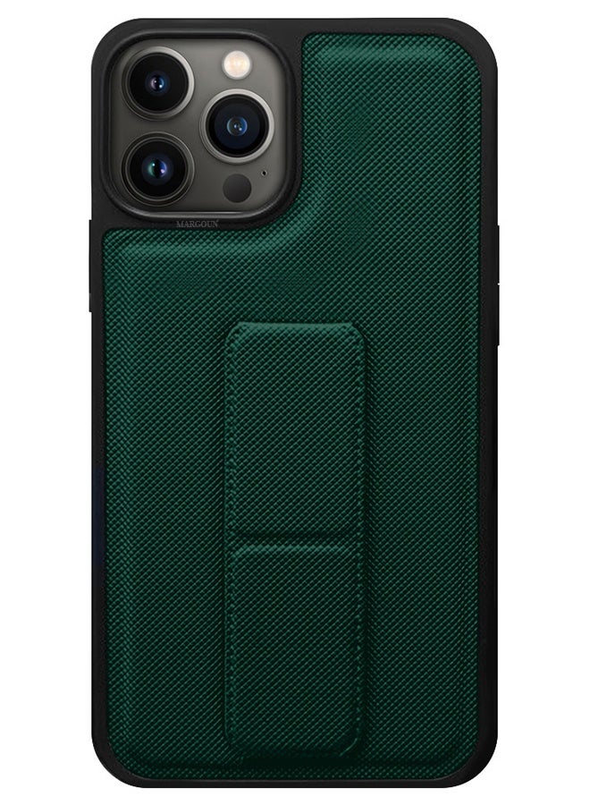 CATANES Shockproof Case with Integrated Hand Strap for iPhone 12 Pro Max - Foldable Kickstand and Anti-Drop Protection for Secure Grip and Hands-Free Viewing - Green - Image 2