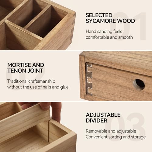 KIRIGEN Wood Coffee Station Organizer Coffee Bar Accessories Storage Organizer Coffee and Tea Condiment Storage Organizer Coffee Pod Holder with Drawers Brown (KFJTZ-DBR) - Image 5