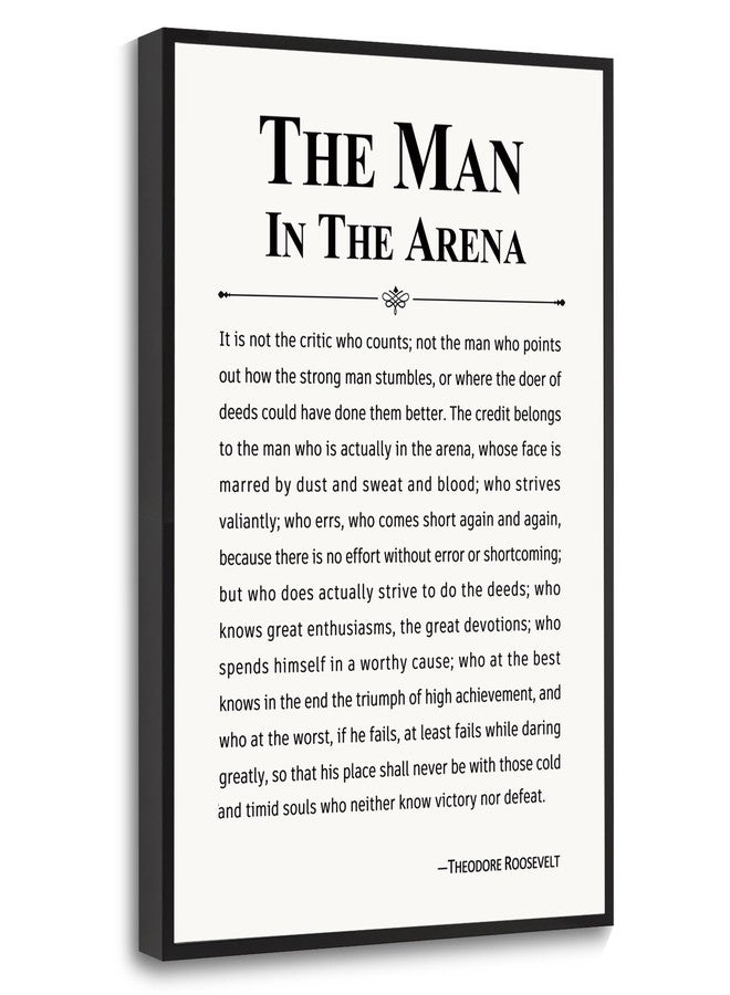 Howwii Inspirational Wall Art Office Decor The Man in the Arena Motivational Positive Quote Canvas Print Gift for Men&Women Framed Canvas Wall Decor 12”x16” - Image 1