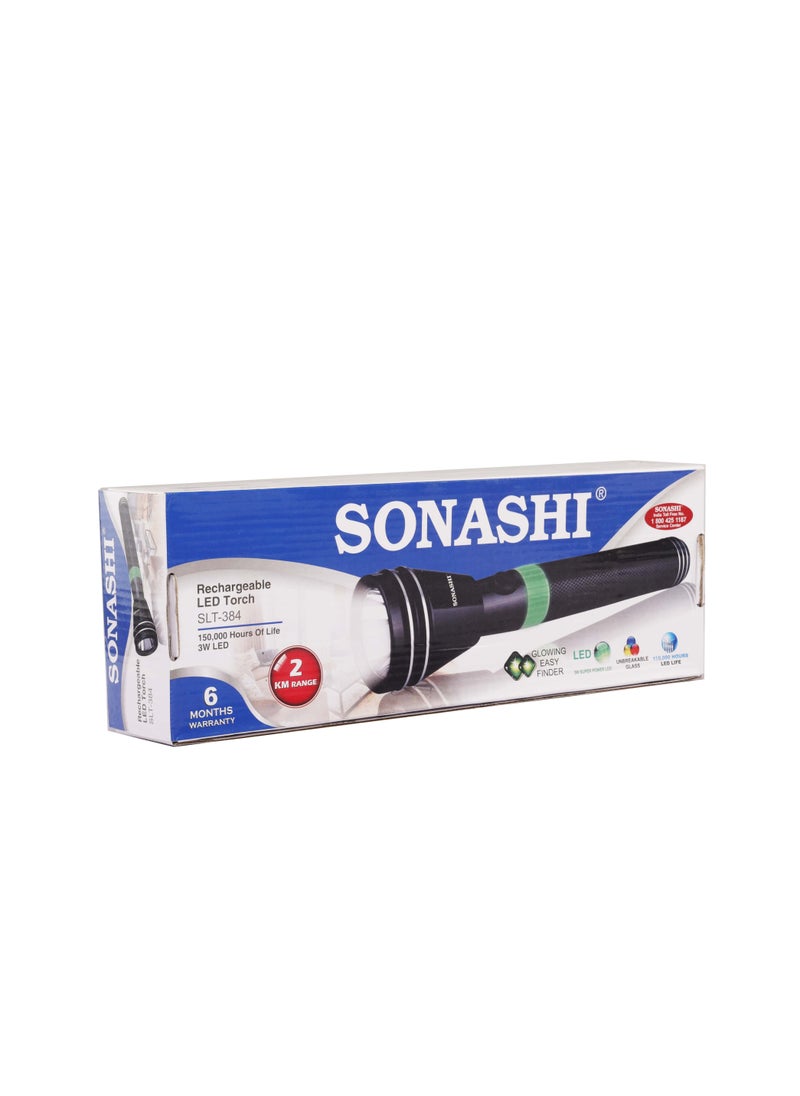 SONASHI - Rechargeable LED Torch with Hyper Bright LED Bulbs  5 Hours of Continuous Working  Waterproof Torch with Long Coverage of 800 Meters  LED Torches and Flashlights SLT-384 - Image 1