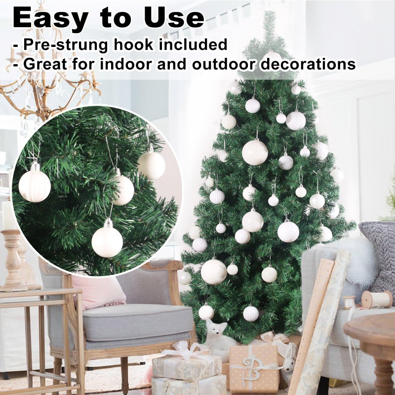 GameXcel White 1.6"" Small Christmas Balls Christmas Tree Decoration Ornaments Shatterproof Hanging Balls for Birthday Halloween Holiday Wedding Decorations Set of 24pcs - Image 5