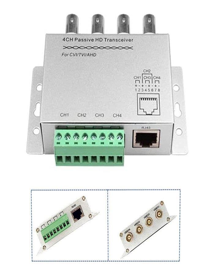 MESHIV UTP 4 Channel Passive Video Balun Transceiver, BNC to Cat5/5E/6 RJ45(T568B) UTP Cable Converter for CCTV Surveillance Camera System - Image 2