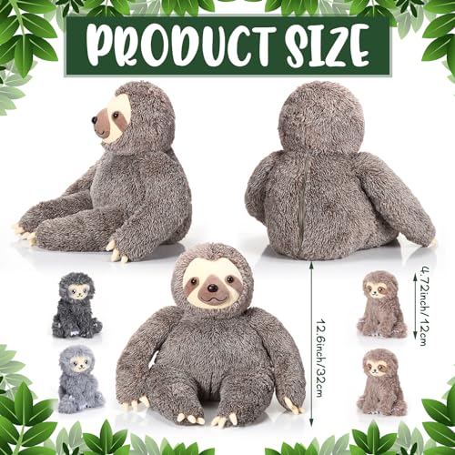 Kasyat 5 Pcs Sloth Stuffed Animals Set 13 Inch Large Mommy Sloth Stuffed Plush Toy with 4 Babies Soft Cuddly Plushies for Kids Adults Valentines Day Easter Birthday Gifts Baby Shower Party Favors - Image 5