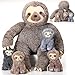 Kasyat 5 Pcs Sloth Stuffed Animals Set 13 Inch Large Mommy Sloth Stuffed Plush Toy with 4 Babies Soft Cuddly Plushies for Kids Adults Valentines Day Easter Birthday Gifts Baby Shower Party Favors - Image 2