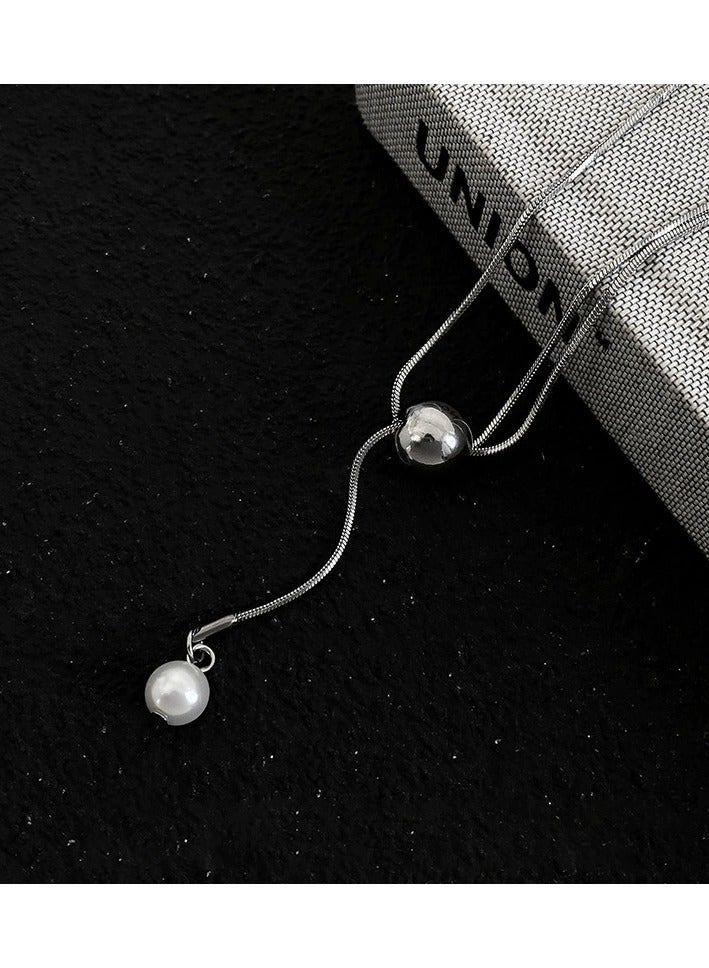 Goolsky Long Snake Chain Necklace with Round Ball Pendant – Casual INS Style Autumn/Winter Statement Jewelry for Women  - Image 4