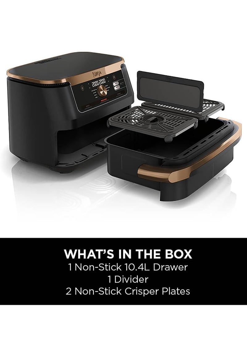 Ninja Foodi FlexDrawer Air Fryer, Dual Zone with Removable Divider, Large 10.4L Drawer, 7-in-1, Air-Fryer, Air Fry, Roast, Bake, Crisp, Non-Stick Dishwasher Safe Parts AF500UKCP 10.4 L 2470 W AF500UKCP ‎Black/Copper - Image 2