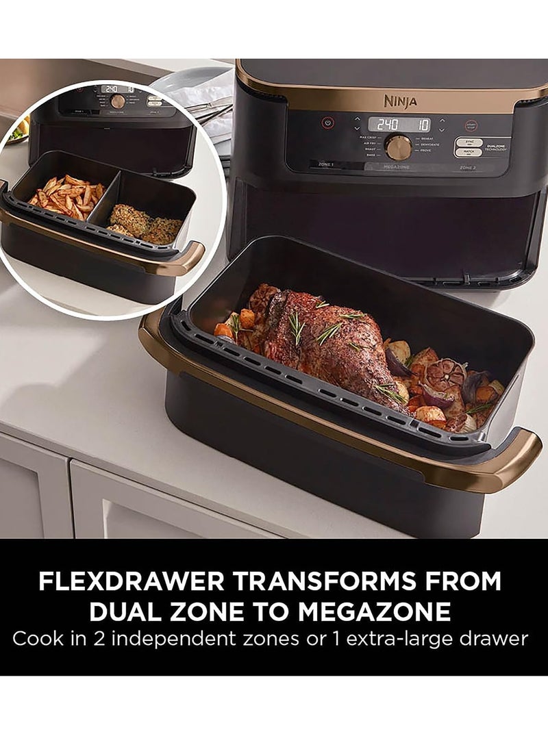 Ninja Foodi FlexDrawer Air Fryer, Dual Zone with Removable Divider, Large 10.4L Drawer, 7-in-1, Air-Fryer, Air Fry, Roast, Bake, Crisp, Non-Stick Dishwasher Safe Parts AF500UKCP 10.4 L 2470 W AF500UKCP ‎Black/Copper - Image 3