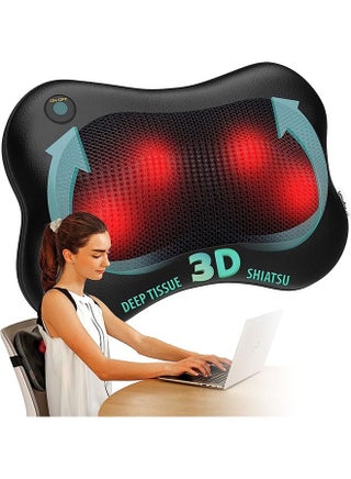 Shiatsu Back and Neck Massager - 3D Kneading Deep Tissue Massage Pillow with Heat for Muscle Pain Relief, Chairs and Cars - Black - pzsku/Z5BCC0E0715B944FB7903Z/45/_/1689301044/23c401e0-b72c-4a3d-93e2-0eae14a099e5