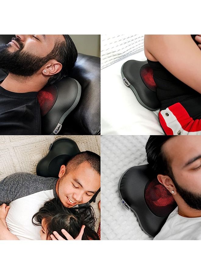 Shiatsu Back and Neck Massager - 3D Kneading Deep Tissue Massage Pillow with Heat for Muscle Pain Relief, Chairs and Cars - Black