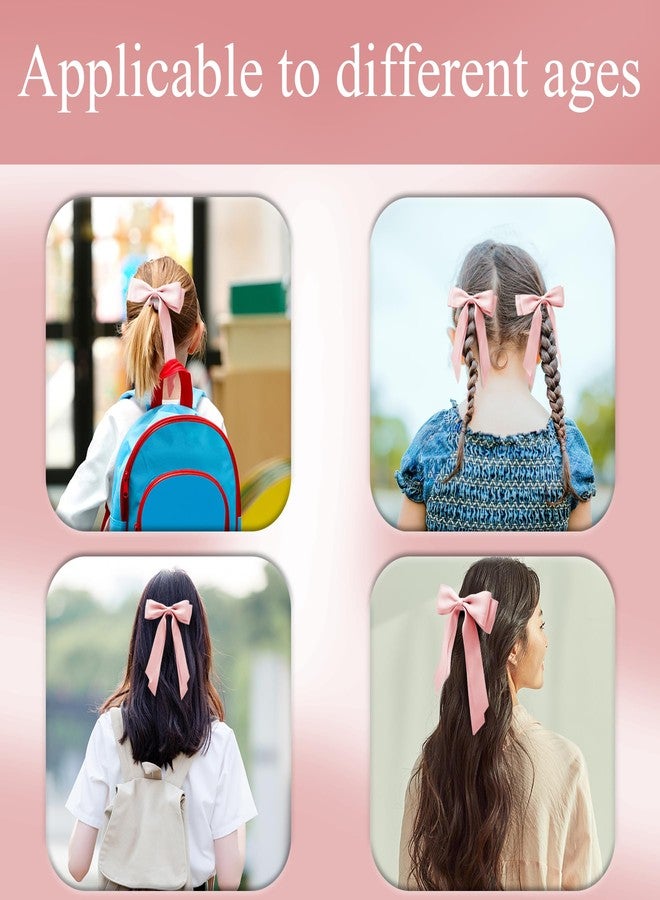 TULOBI 2Pcs Coquette Pink Hair Bows for Women Girls Silky Satin Bow Hair Clips with Long Tail Cute Bow for Hair Accessories Teen Gifts Trendy Stuff - Image 5
