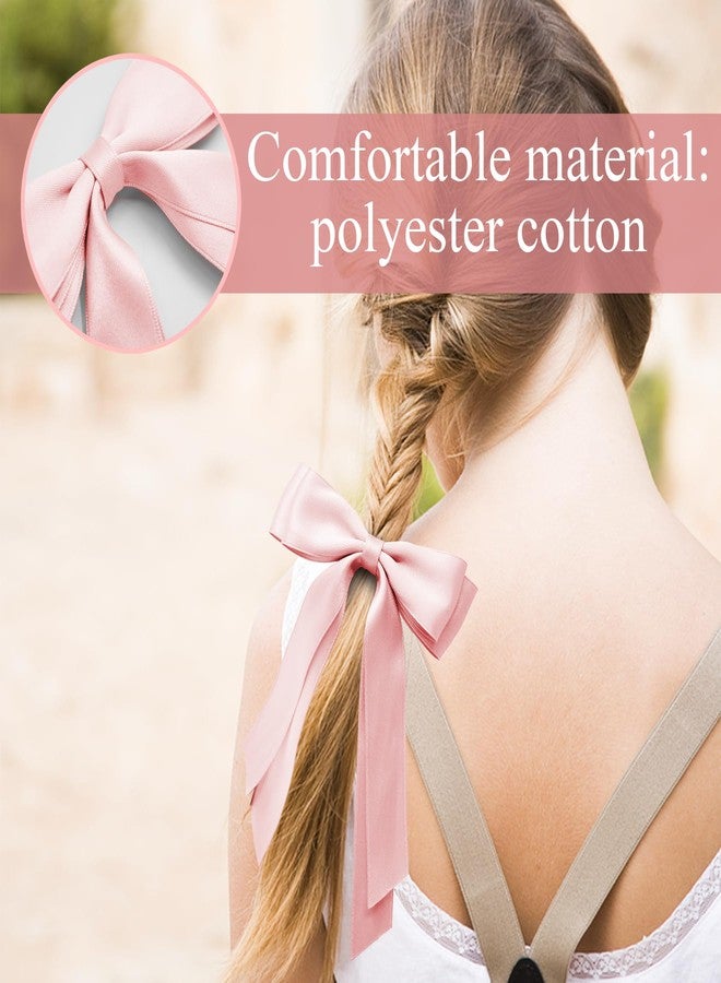 TULOBI 2Pcs Coquette Pink Hair Bows for Women Girls Silky Satin Bow Hair Clips with Long Tail Cute Bow for Hair Accessories Teen Gifts Trendy Stuff - Image 3