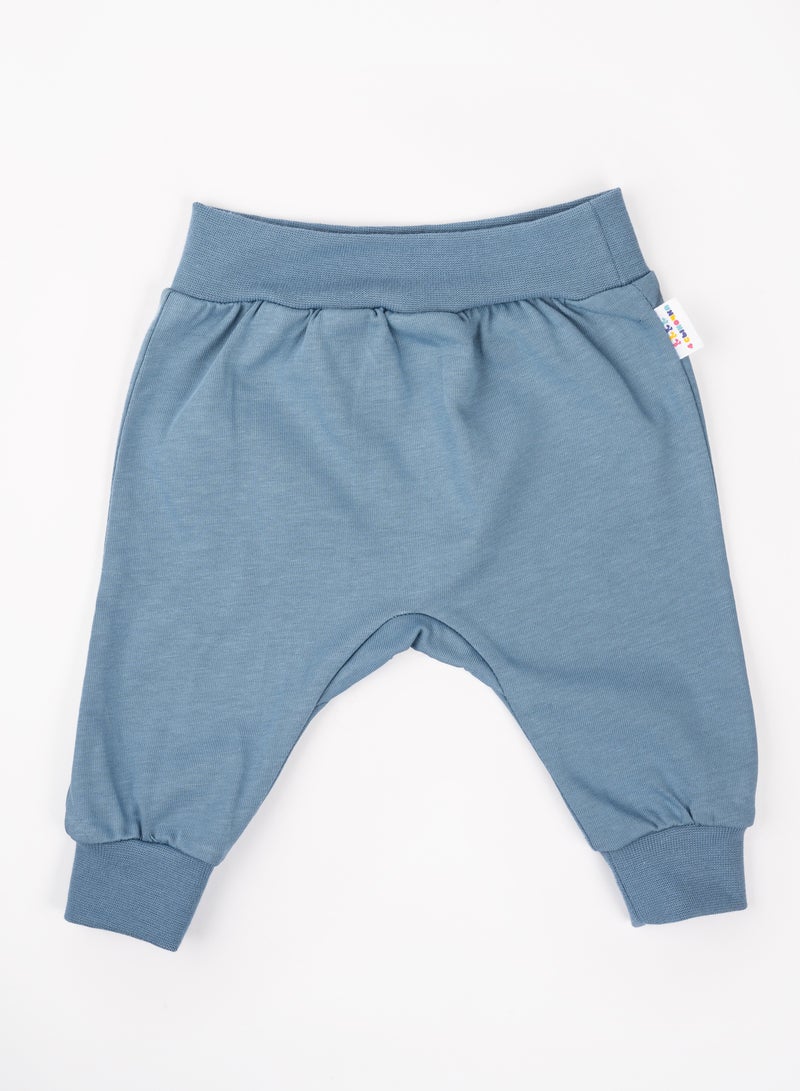 Generic Newborn Baby Pants 2-Pack – Footed Cotton Trousers for Boys & Girls, Wide Waistband, Diaper-Friendly, Hypoallergenic – Blue  - Image 1