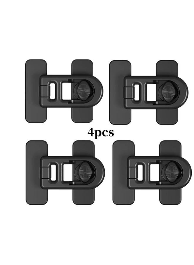 4 Black Easy Install Refrigerator Freezer Door Locks No Tools Drilling Required - Image 1