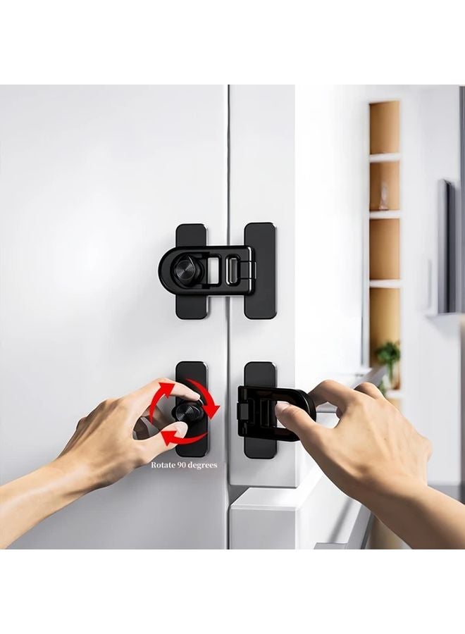 4 Black Easy Install Refrigerator Freezer Door Locks No Tools Drilling Required - Image 2