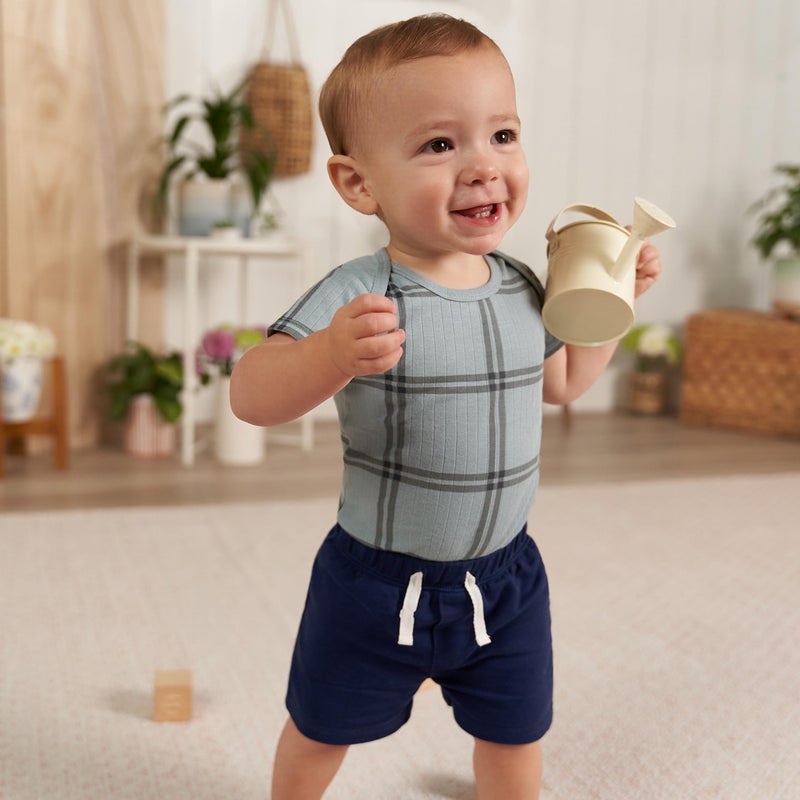 Gerber Baby Boys Toddler 3-Pack Pull-On Knit Shorts, Blues, 2T - Image 3