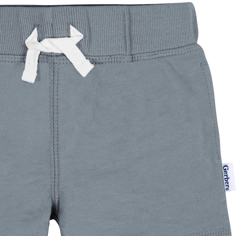 Gerber Baby Boys Toddler 3-Pack Pull-On Knit Shorts, Blues, 2T - Image 2