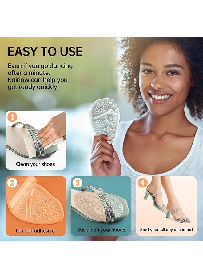2 Pairs Clear Metatarsal Pads Ball of Foot Cushions Heel Pads Inserts for Too Big Shoes Non Slip Heel Grips Liners Reduce Foot Pain Prevent Blisters - Image 5