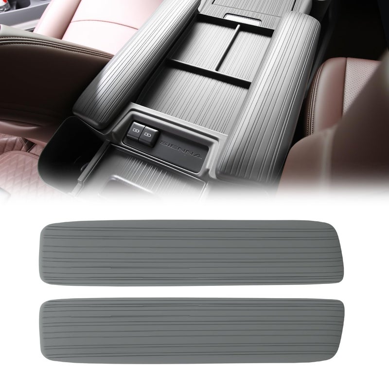 Arcoche 2PCS Center Console Armrest Side Cover for Toyota Sienna 20212026 Silicone Armrest Storage Box Side Cover Protector Compatible with LEXLEXSEWoodland EditionLimitedPlatinumGray - Image 3