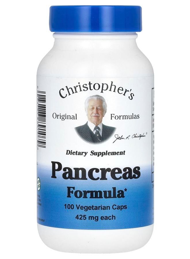 Christopher's Original Formulas Pancreas Formula 850 mg 100 Vegetarian Caps (425 mg per Capsule)