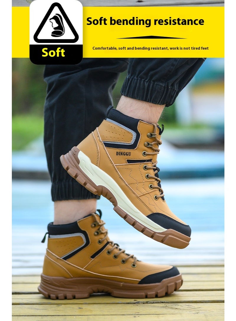 Dinggu أحذية أمان رجالية ذات أصابع فولاذية، خفيفة الوزن ومريحة، مقاومة للثقب ومقاومة للانزلاق، مقاومة للتآكل ومتينة، مريحة لفترات طويلة من الوقوف، خفيفة الوزن وجيدة التهوية، أحذية عمل يمكن ارتداؤها أيضًا كأحذية رياضية عصرية. - Image 5