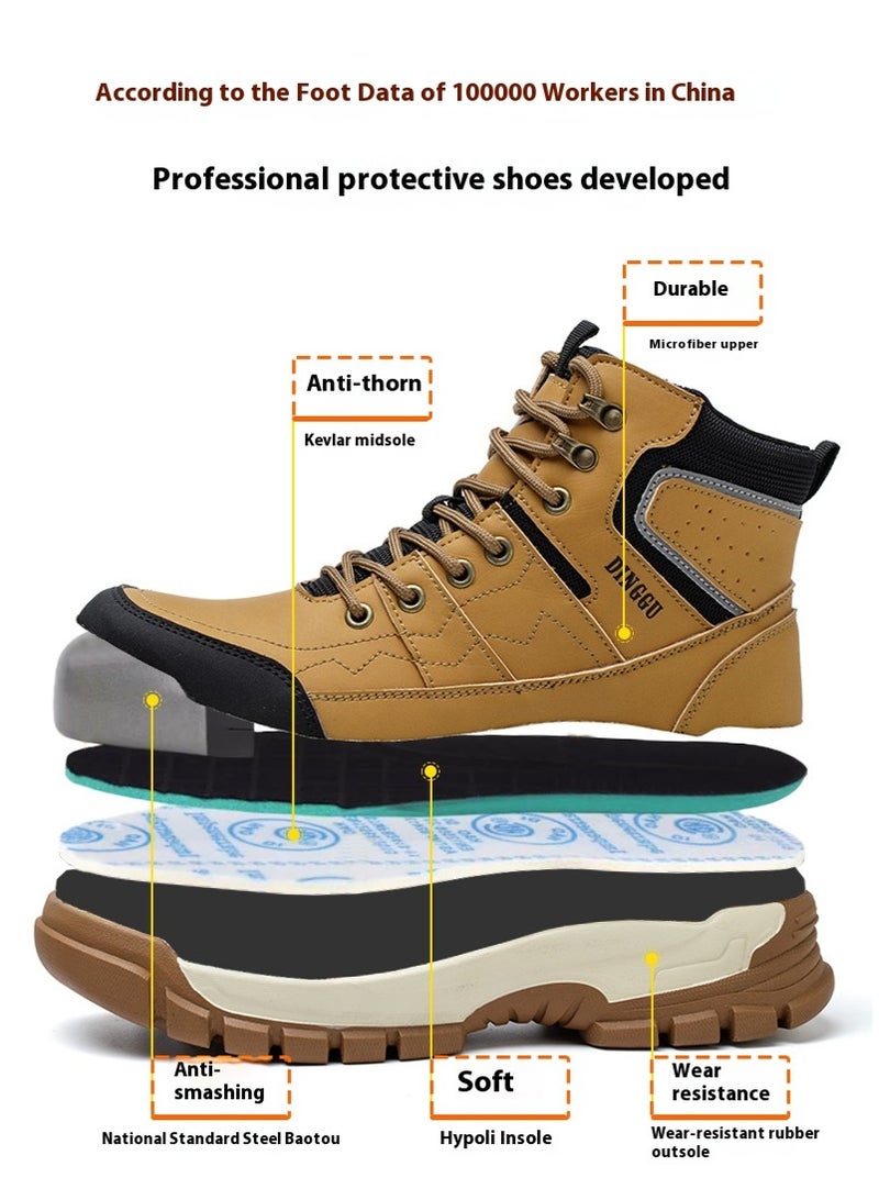 Dinggu أحذية أمان رجالية ذات أصابع فولاذية، خفيفة الوزن ومريحة، مقاومة للثقب ومقاومة للانزلاق، مقاومة للتآكل ومتينة، مريحة لفترات طويلة من الوقوف، خفيفة الوزن وجيدة التهوية، أحذية عمل يمكن ارتداؤها أيضًا كأحذية رياضية عصرية. - Image 2