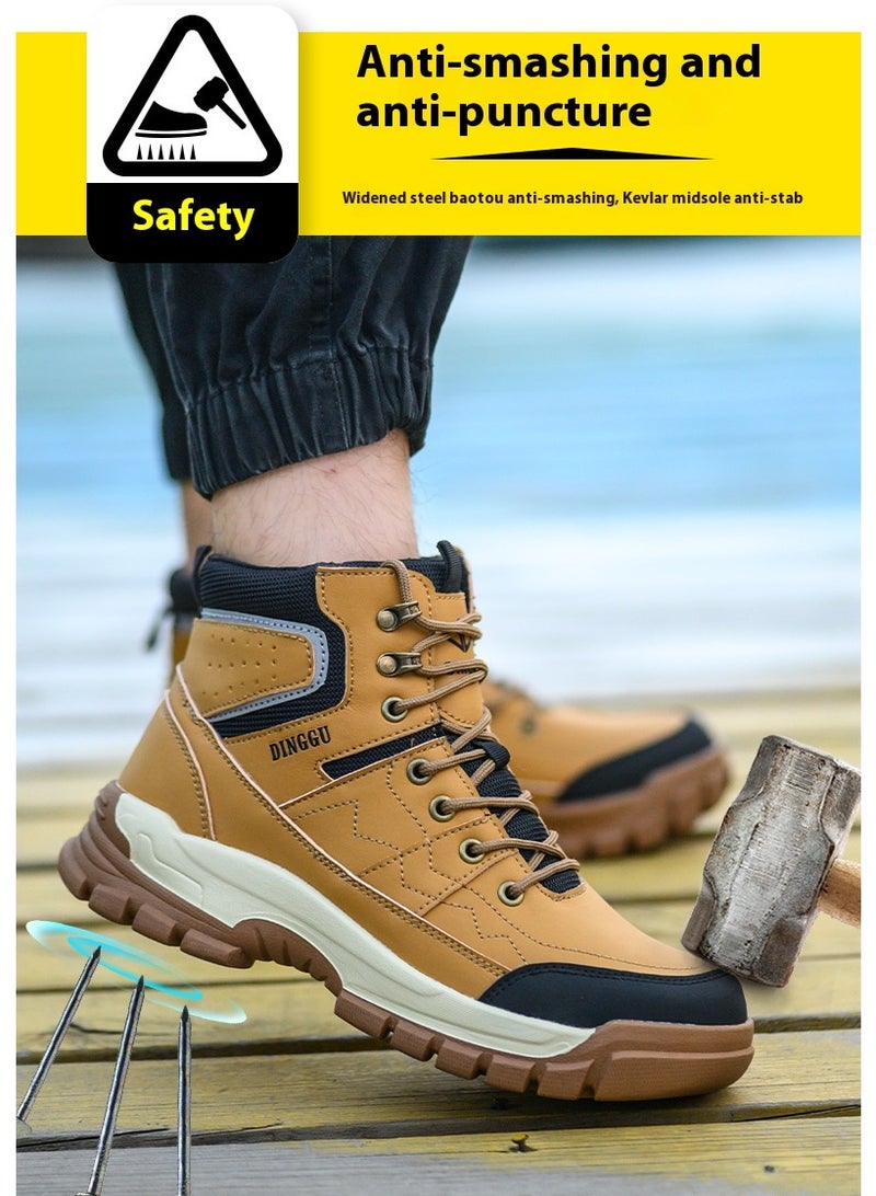 Dinggu أحذية أمان رجالية ذات أصابع فولاذية، خفيفة الوزن ومريحة، مقاومة للثقب ومقاومة للانزلاق، مقاومة للتآكل ومتينة، مريحة لفترات طويلة من الوقوف، خفيفة الوزن وجيدة التهوية، أحذية عمل يمكن ارتداؤها أيضًا كأحذية رياضية عصرية. - Image 4