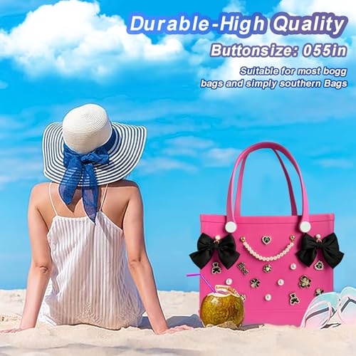 Everfunny Charms for Bogg Bag,Pearls,Butterfly Flowers and Chain for Bogg Bag Accessories Charms(20 pcs) (Black) - Image 5