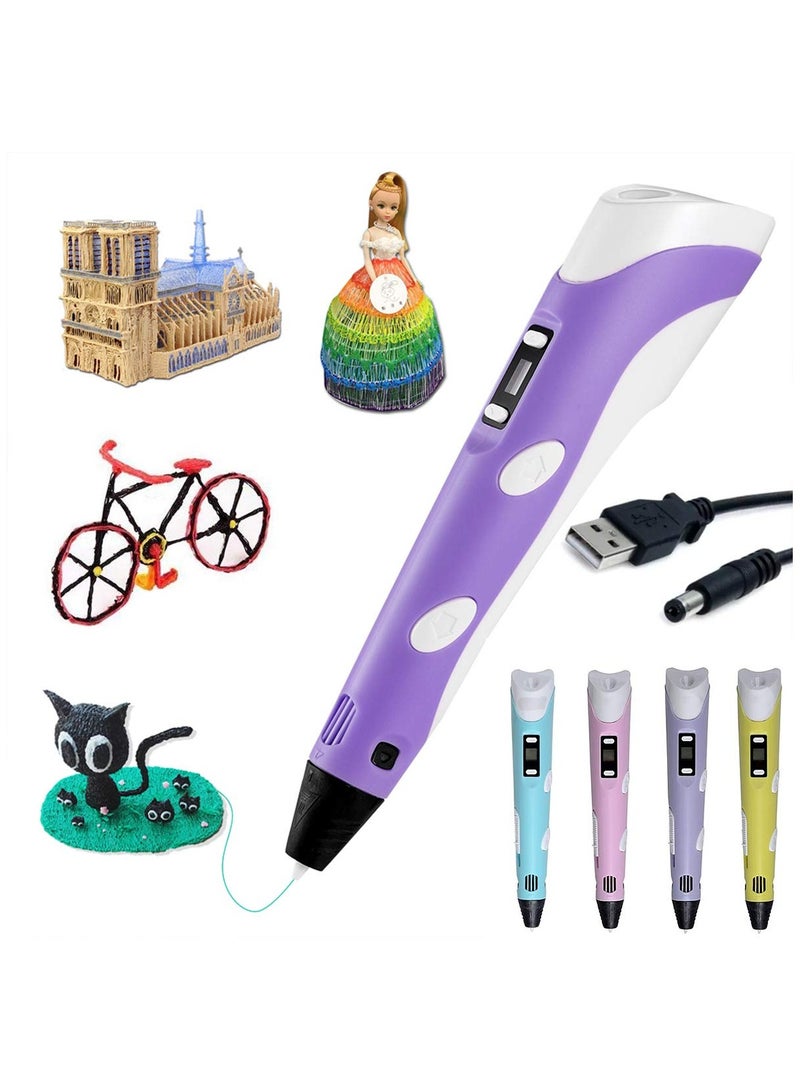3D Drawing Pen with LCD Display, Perfect Gift For Kids, Ergonomic Design, 3D Printing Pen with LCD Screen, Educational Gift For Kids, Purple - Image 1
