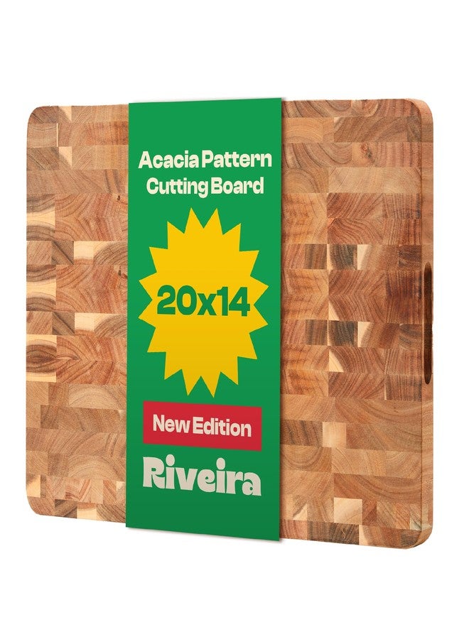 Riveira Acacia Wood Cutting Board – Gourmet Acacia Grandeur: 20 x 14 Wooden Cutting Board – Natural Wooden Cutting Boards For Kitchen Decorative – Innovative Juice Grooves Acacia Wooden Chopping Board - Image 1