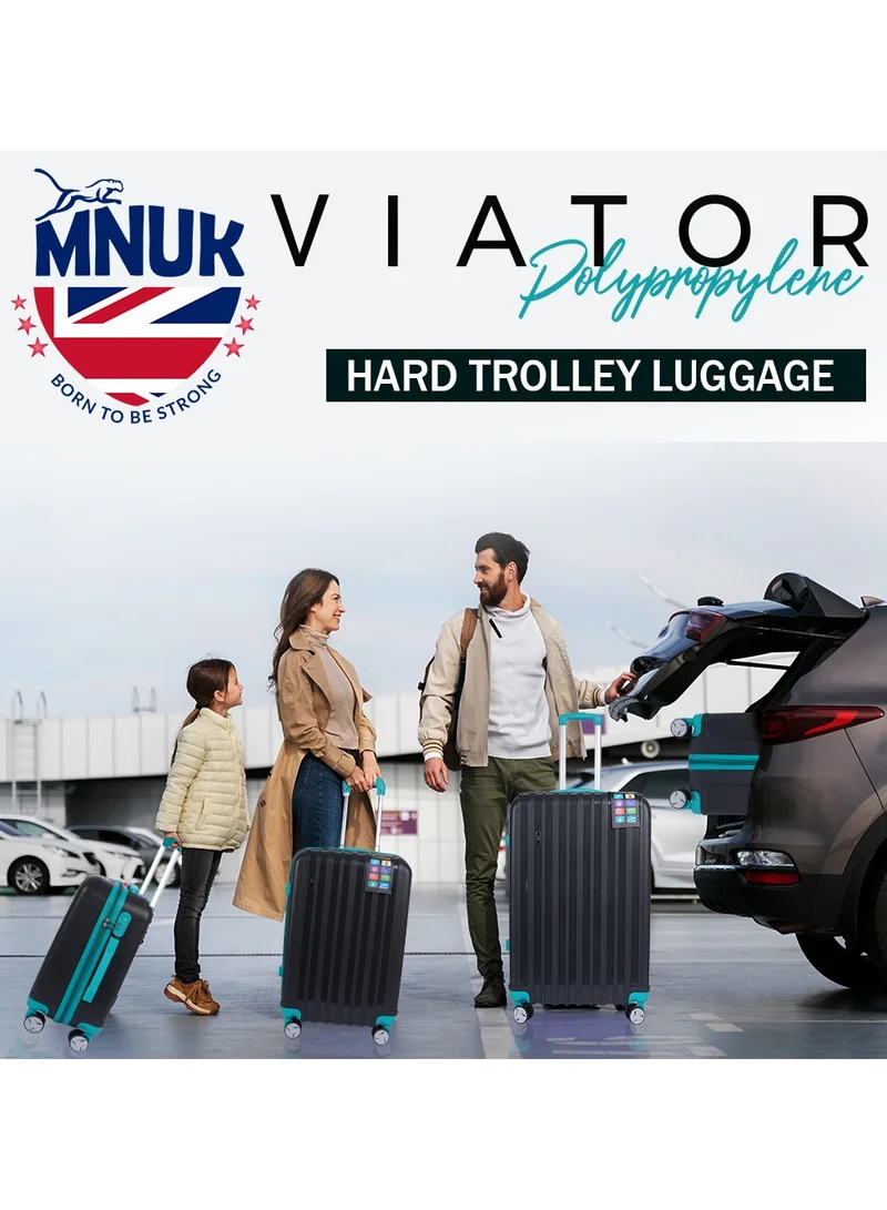 MNUK Viator Check-in Luggage- 28 Inch | Hard-side Smooth and comfortable Luggage Trolley with TSA Lock | PP Material| Double 360° 4 Wheeler| Large- Black