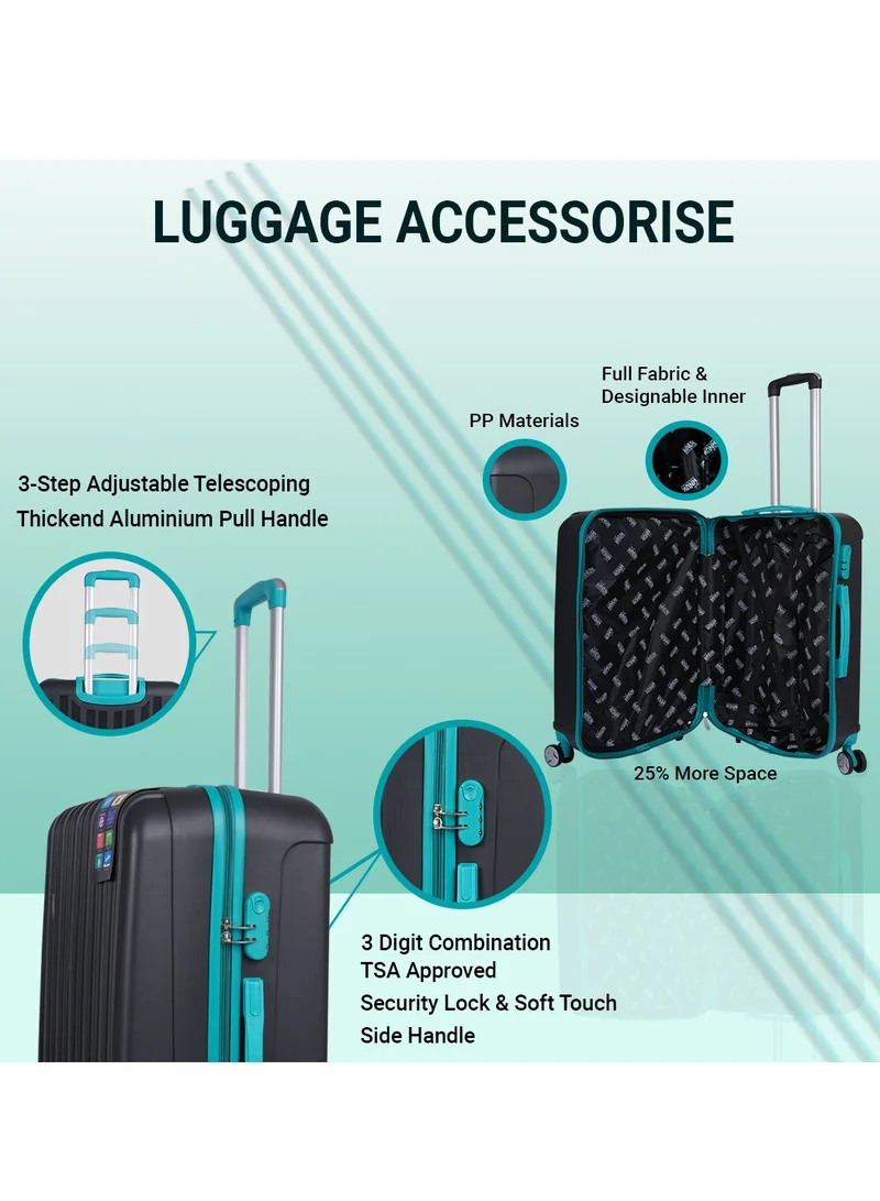 MNUK Viator Check-in Luggage- 28 Inch | Hard-side Smooth and comfortable Luggage Trolley with TSA Lock | PP Material| Double 360° 4 Wheeler| Large- Black