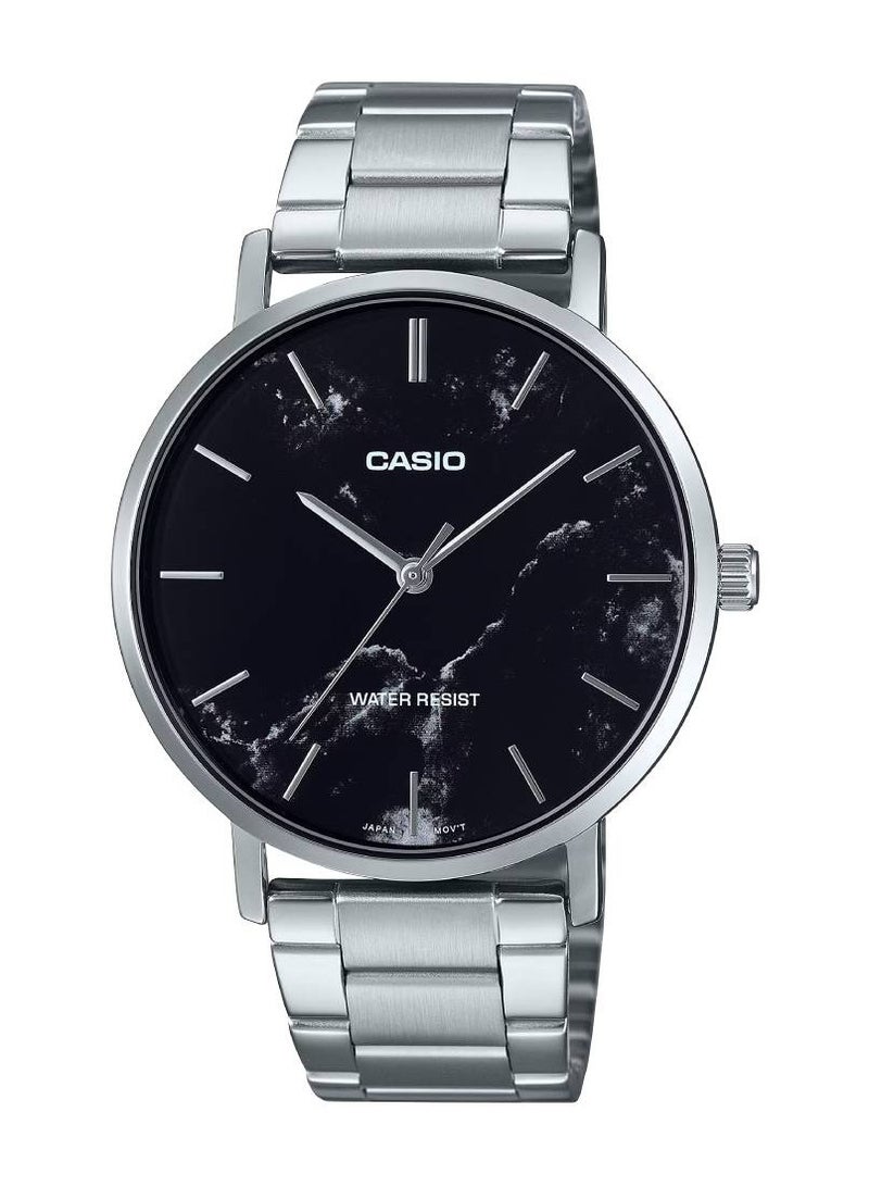 CASIO Quartz Analog Black Dial Stainless Steel Men's Watch MTP-VT01DM-1A