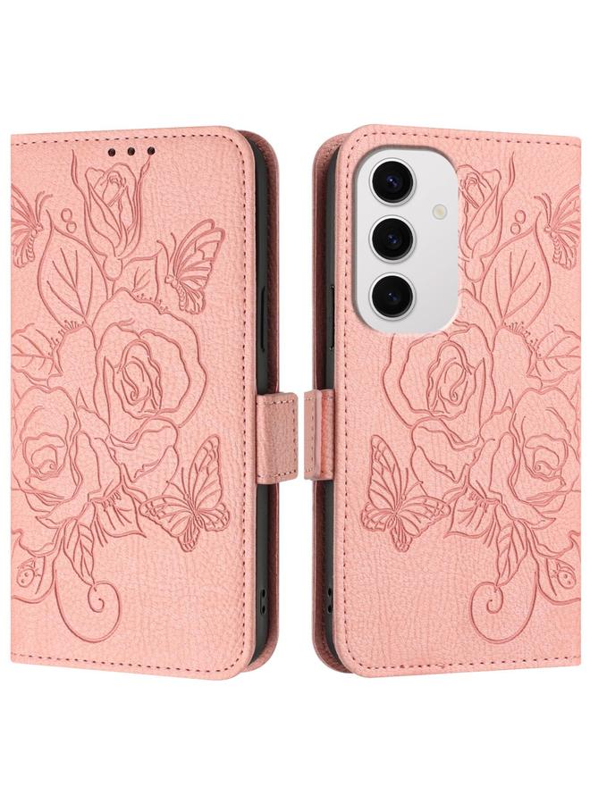 S-TOP Case For Samsung Galaxy S24 FE 5G Embossed Rose RFID Anti-theft Leather Phone Case - Image 2