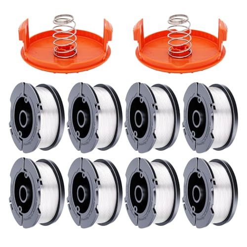 Hechuang 10 Pack Weed Eater Spool Spool Replacement for Black+Decker AF-100 String Trimmers,30ft 0.065" Line String Trimmer Replacement Spool, (8 Replacement Spool, 2 Trimmer Cap, 2 Pack Spring) - Image 1