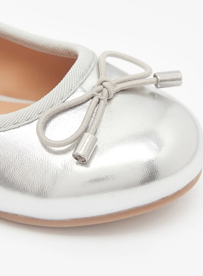 جونيورز Girls Round Toe Ballerina Shoes with Elastic Strap Detail with Cushioning