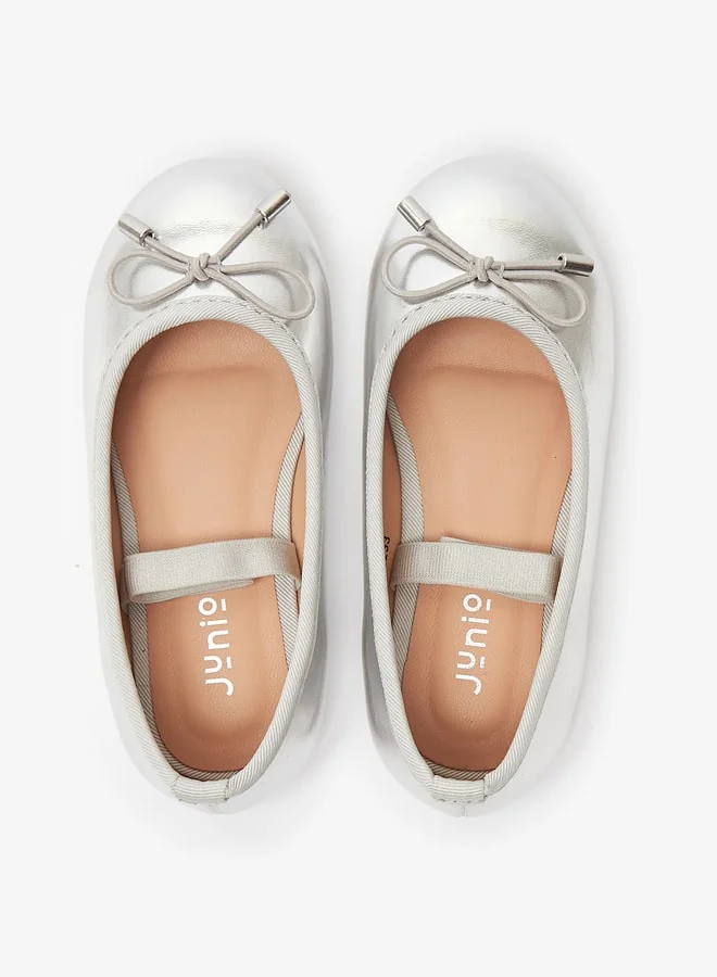 جونيورز Girls Round Toe Ballerina Shoes with Elastic Strap Detail with Cushioning